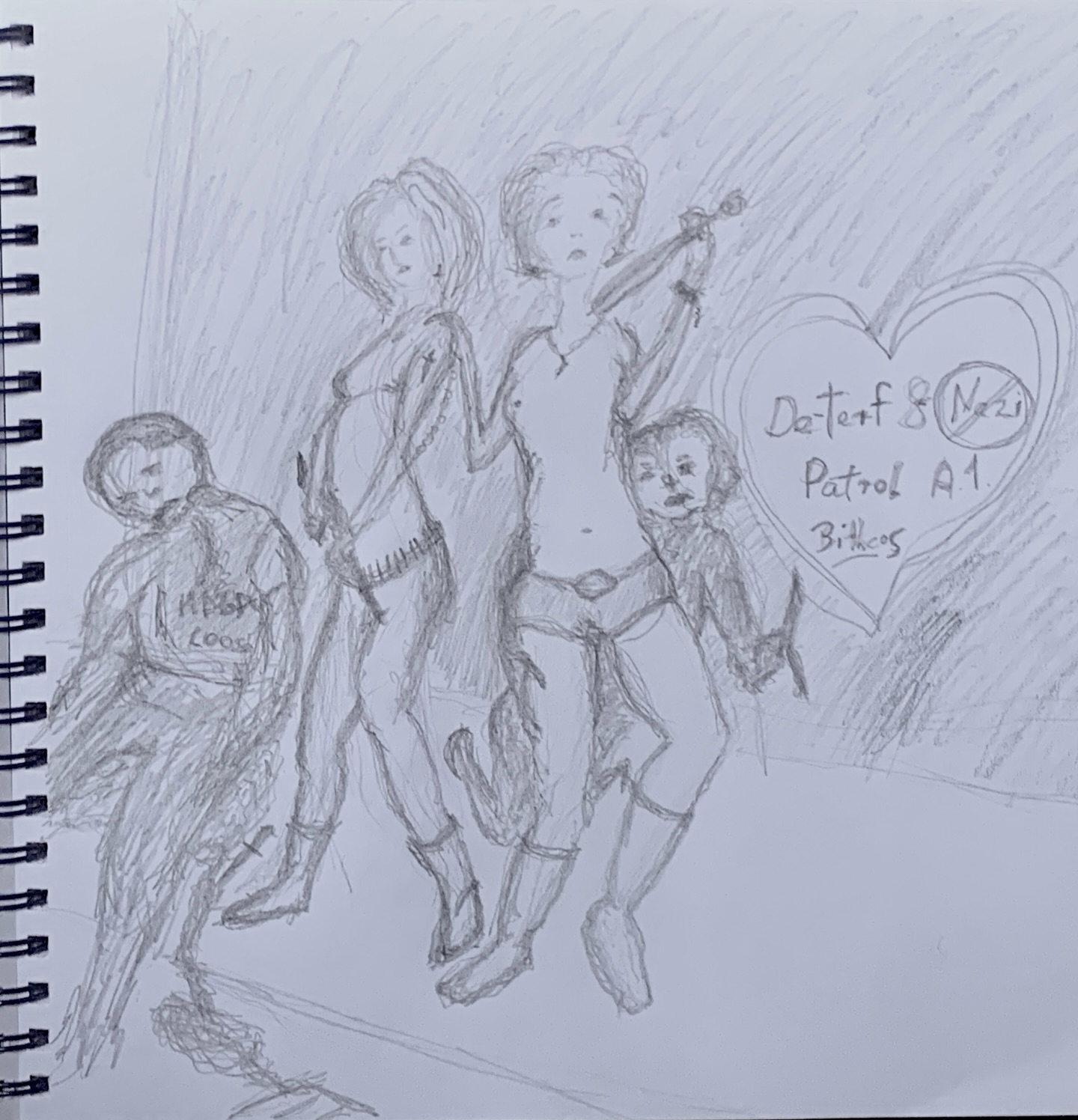 This fun little sketch is coming from some rawness and rebel. I love to express myself in cinematic and punky ways. It just feels so good! A slight hommage to straight to video bmovies and  all the raw femme energies #punky #diy #sketch